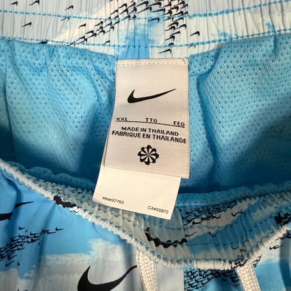 Nike Men's Flock Logo-Print 5" Swim Trunks - Aquarius Blue XXL (May run small) - Picture 6 of 7